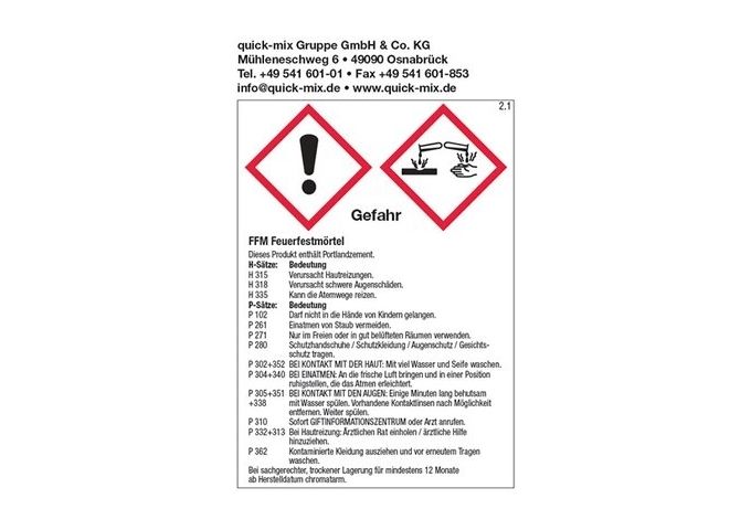 Quick-Mix Feuerfestmörtel 5 kg