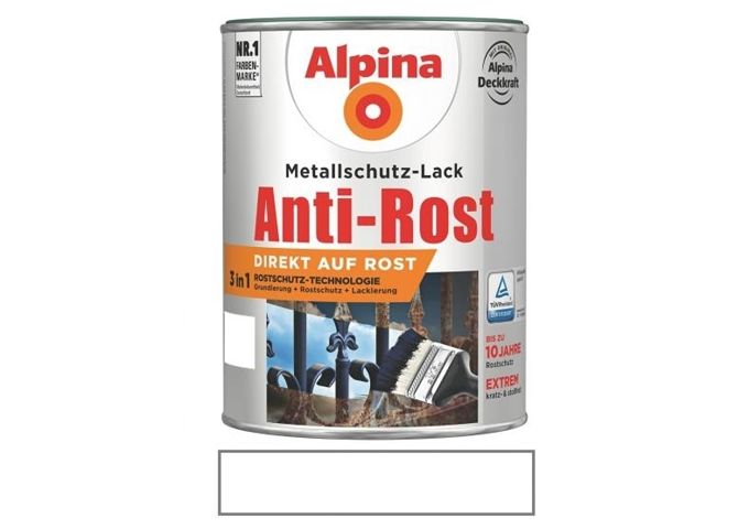 Alpina Anti Rost Glänzend 750 ml RAL 9010Weiß