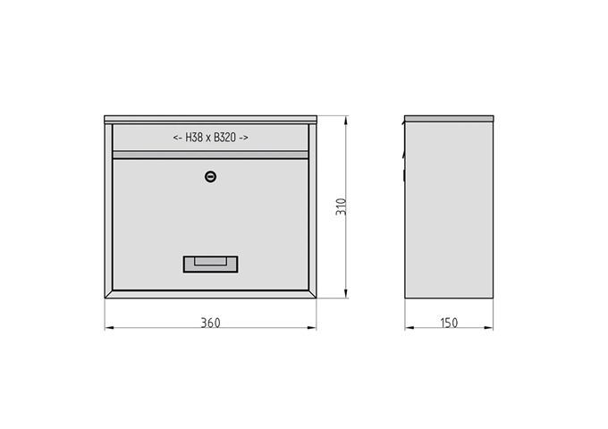  BK900 Briefkasten, Stahl weiss, 2 Schlüssel