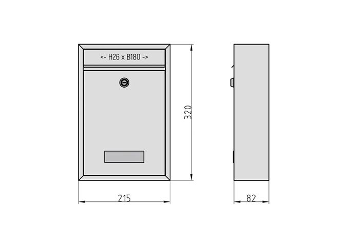  BK100M Briefkasten, Stahl matt weiß