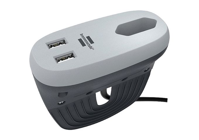 Brennenstuhl Steckdose USB für Möbelschlitz estilo®, 1xEuro,2xU