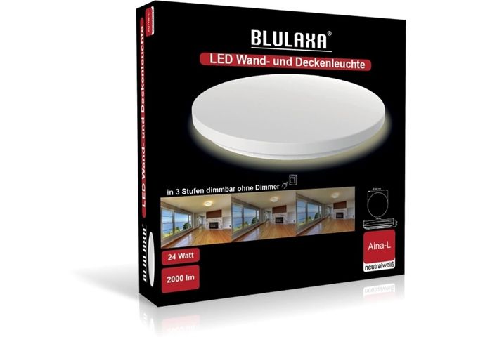 Blulaxa LED Wand-u.Deckenl. Aina-L 24W 2000lm WW Switch DI