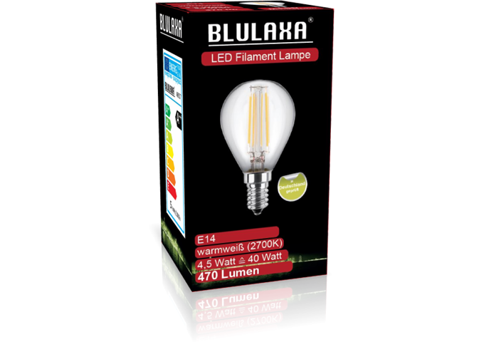 Blulaxa LED Filament Lampe G45 E14 4,5W 470lm WW