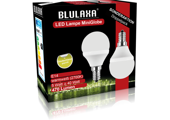 Blulaxa LED SMD Lampe C35 3W 250 lm WW Doppelpack