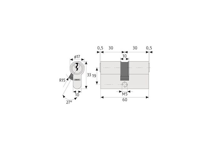  Profilzyliner E30NP 40/60 B/SB, mit5 Schlüssel